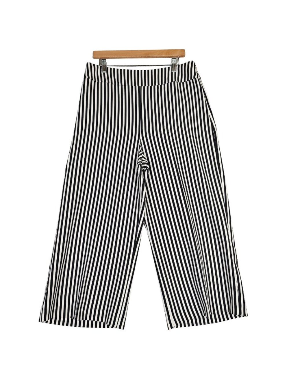 Express Pants Women's 14 White Black Striped Wide Leg Culottes High-Rise NWT